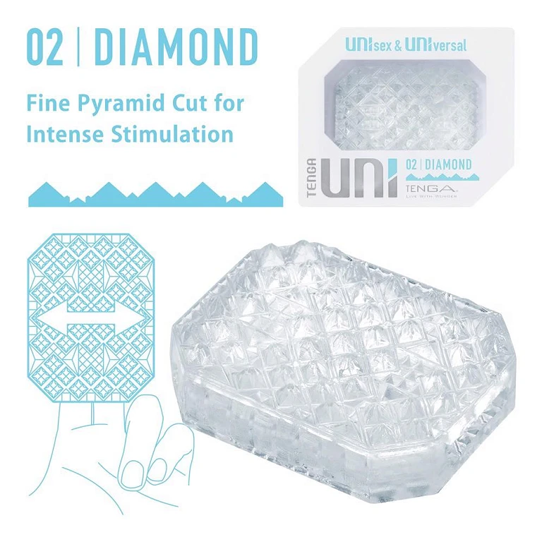 Masturbator Tenga Uni Diamond – nakładka na palce, tekstura piramidek