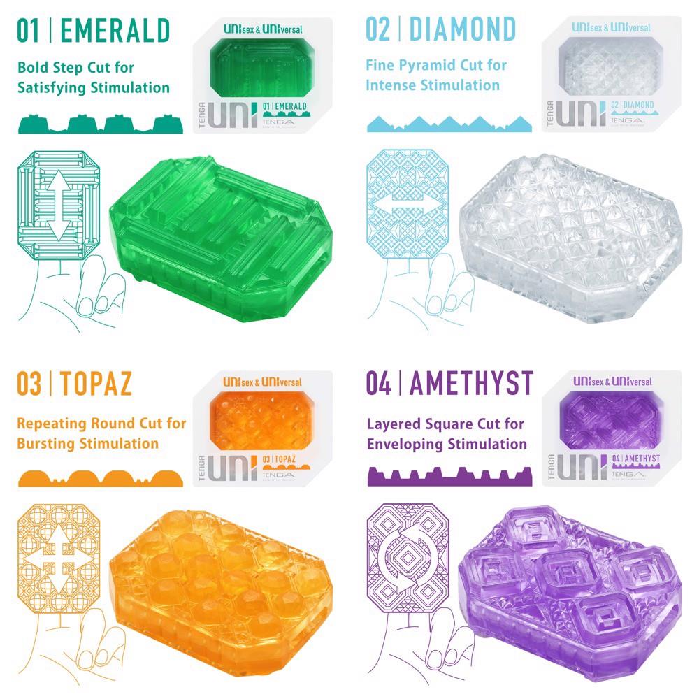 Zestaw masturbatorów Tenga UNI Variety Pack – 4 nakładki TPE — zdjęcie 1