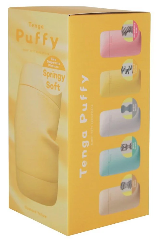 Masturbator Tenga Puffy Custard Yellow – miękka piankowa faktura — zdjęcie 4