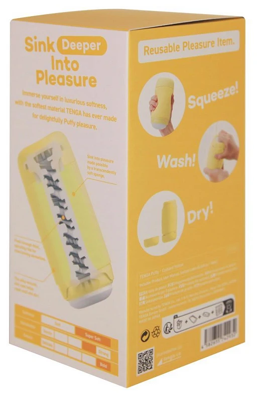 Masturbator Tenga Puffy Custard Yellow – miękka piankowa faktura — zdjęcie 5