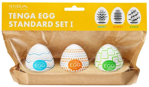 Jajeczka masturbacyjne Tenga Egg Standard Set I – 3 faktury, lubrykant — zdjęcie 5