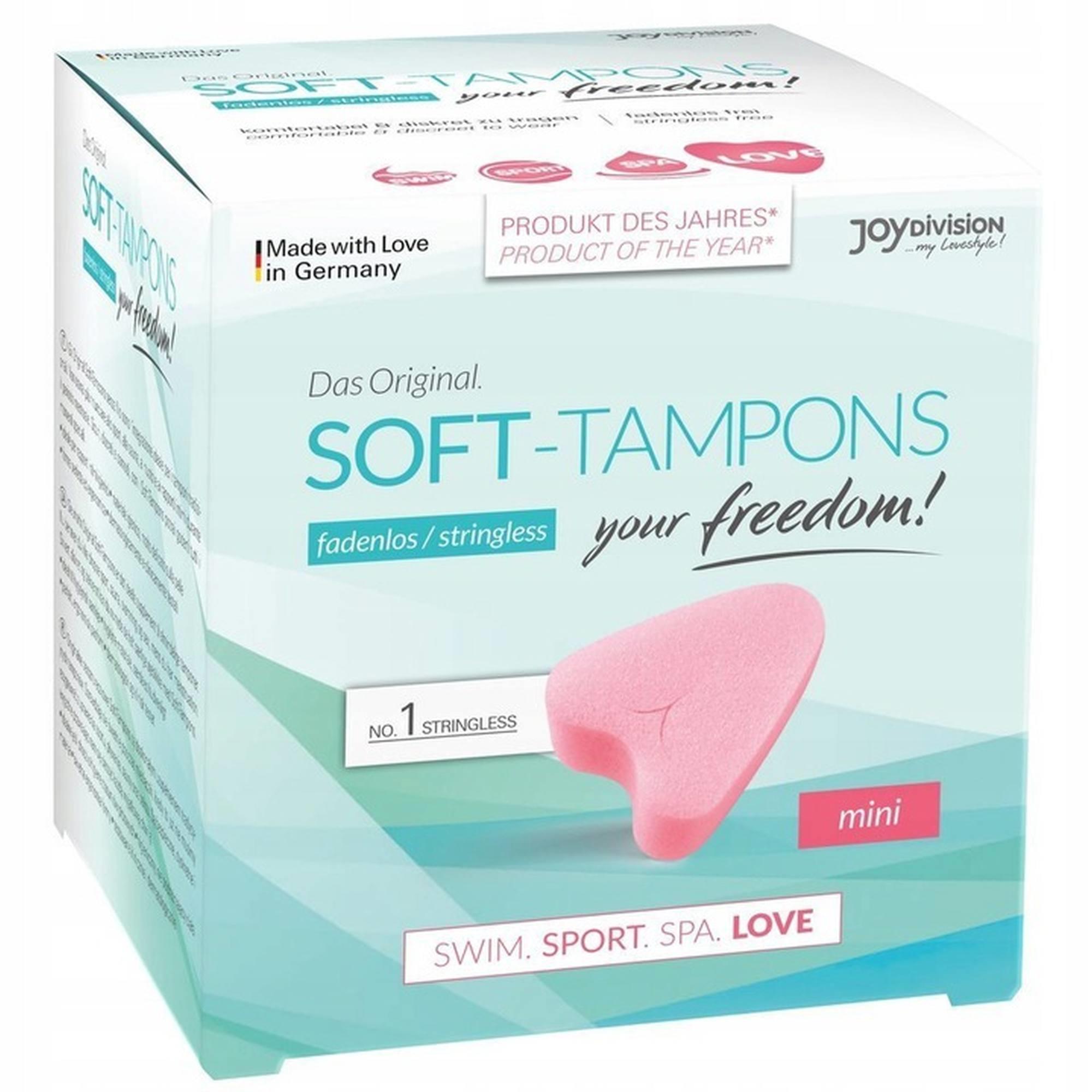 Tampony bez sznurka Soft-Tampons mini - miękka gąbka, 3 szt. — zdjęcie 6