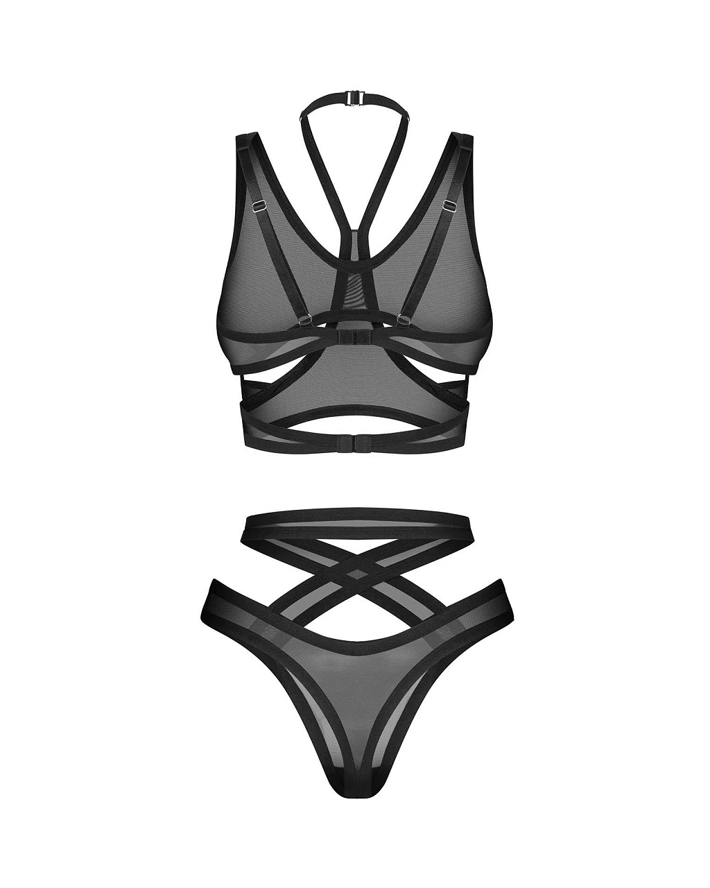 Komplet 2-częściowy Obsessive Mercuris – czarny mesh, L/XL — zdjęcie 3