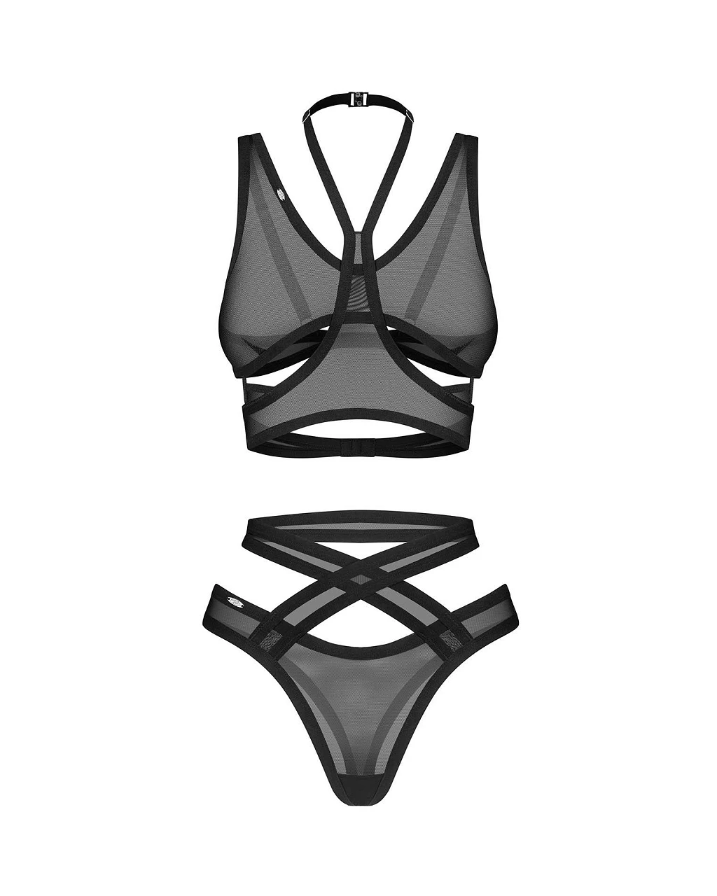 Komplet 2-częściowy Obsessive Mercuris – czarny mesh, L/XL — zdjęcie 4