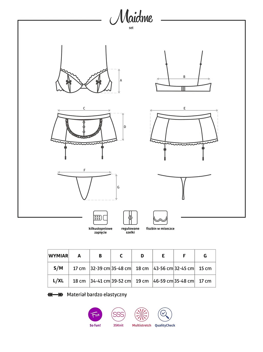 Komplet Maidme - czarno-biały komplet 5-cz. S/M — zdjęcie 9