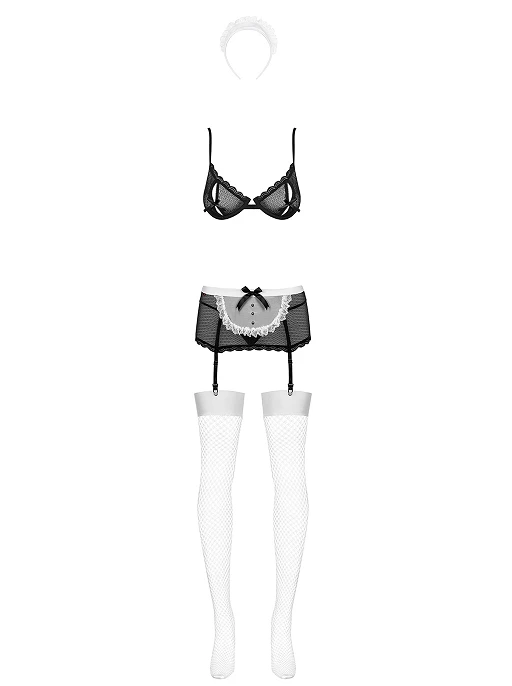 Kostium pokojówki Maidme – 5‑częściowy, czarno‑biały, L/XL — zdjęcie 7