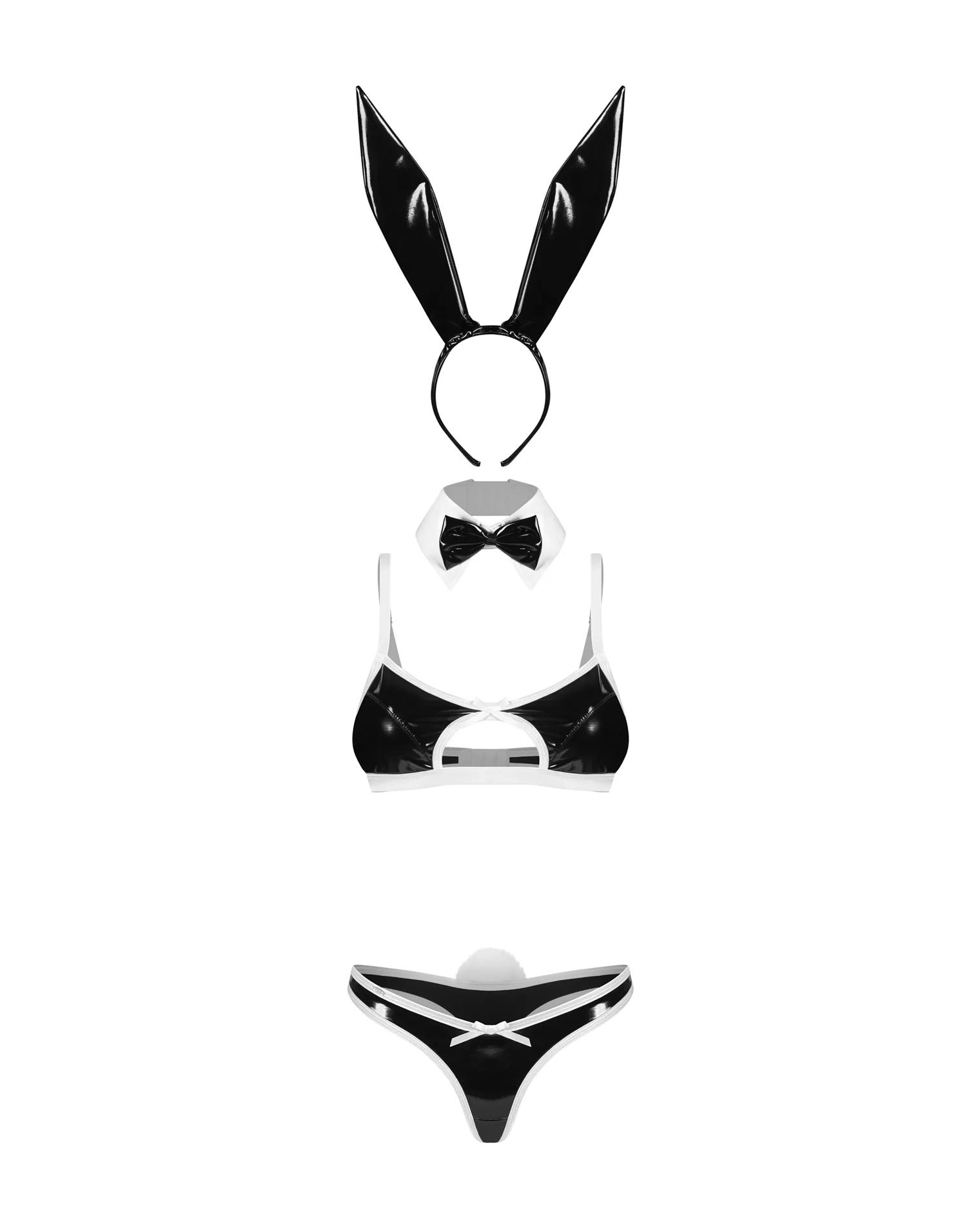 Kostium Obsessive Night Bunny – lakierowany efekt, 4 części, S/M — zdjęcie 5
