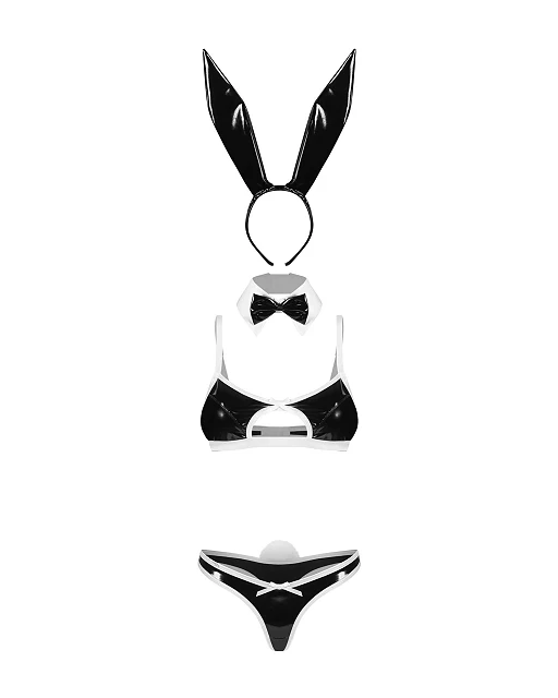 Kostium Obsessive Night Bunny – lakierowany efekt, 4 części, S/M — zdjęcie 5