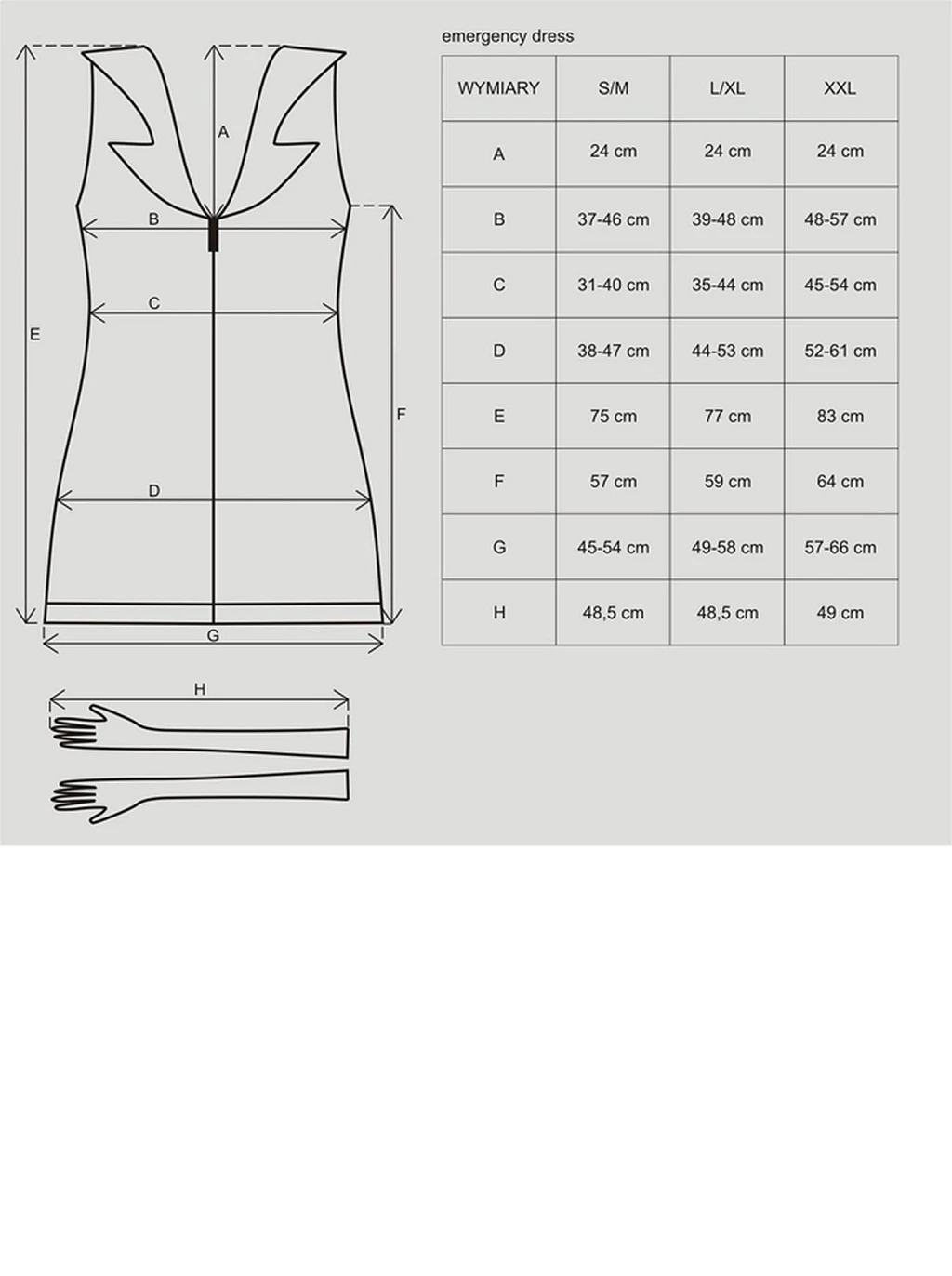 Kostium Emergency Dress - biały z czerwonymi detalami S/M — zdjęcie 3