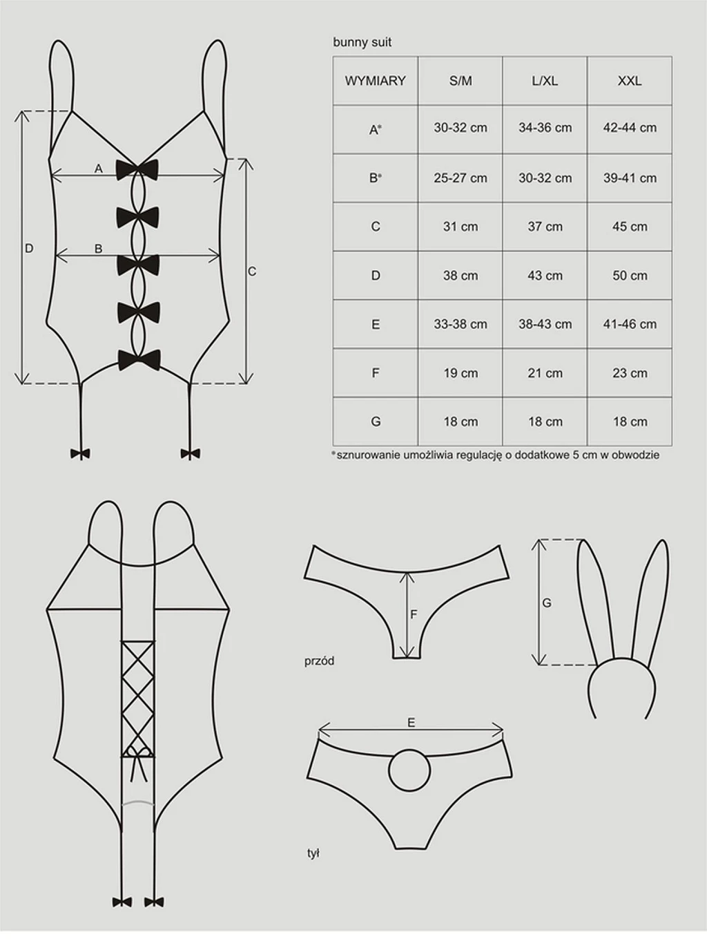 Komplet Bunny - różowy z ogonkiem S/M — zdjęcie 8
