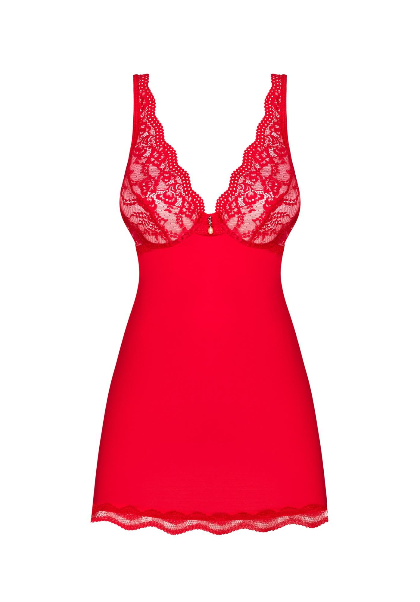 Babydoll i stringi Luvae – czerwone, koronkowe miseczki, S/M — zdjęcie 5