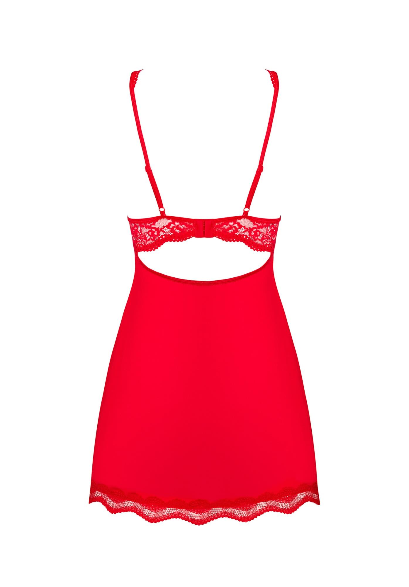 Babydoll i stringi Luvae – czerwone, koronkowe miseczki, S/M — zdjęcie 6
