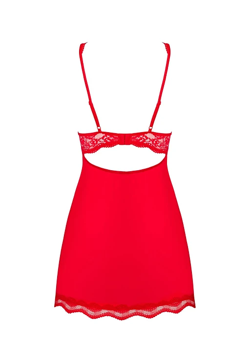 Babydoll i stringi Luvae – czerwone, koronkowe miseczki, S/M — zdjęcie 6