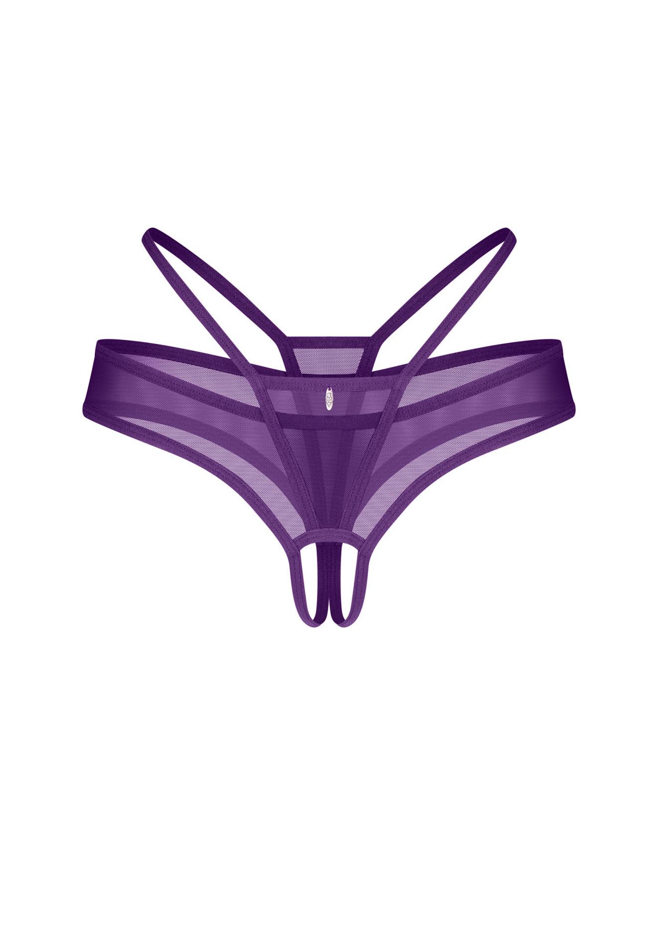 Stringi otwarte – fioletowa siateczka, paseczki, S/M — zdjęcie 3