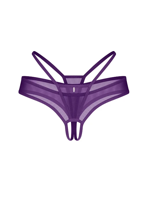 Stringi otwarte – fioletowe, siateczkowe, L/XL — zdjęcie 3