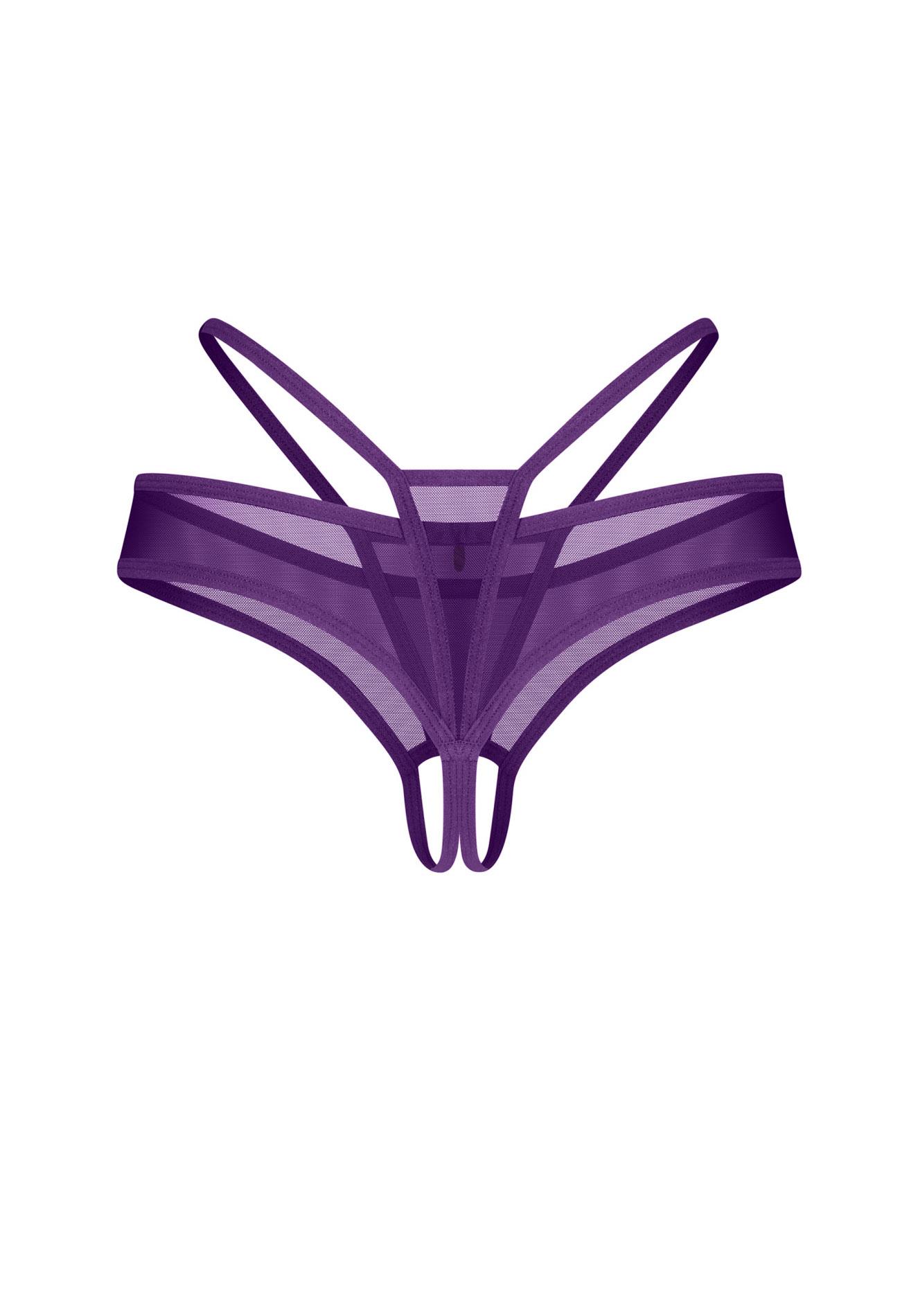 Stringi otwarte – fioletowe, siateczkowe, L/XL — zdjęcie 4