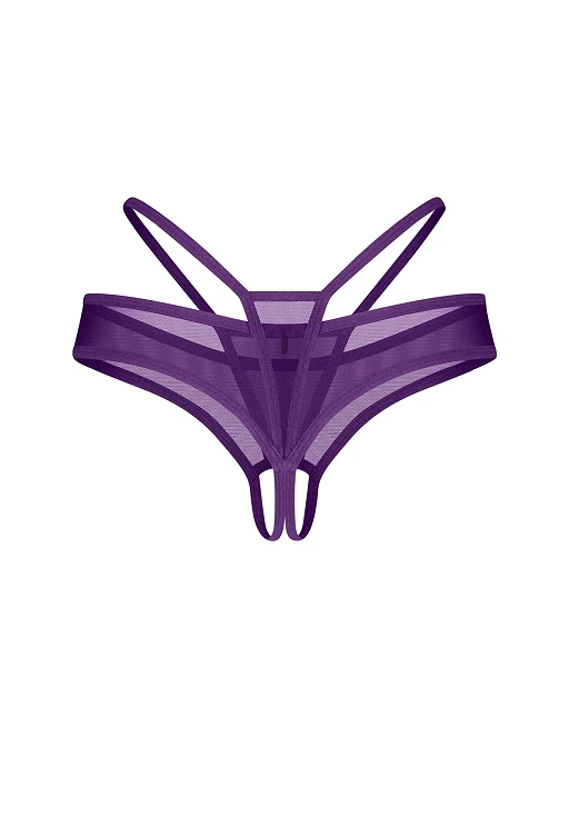 Stringi otwarte – fioletowe, siateczkowe, L/XL — zdjęcie 4