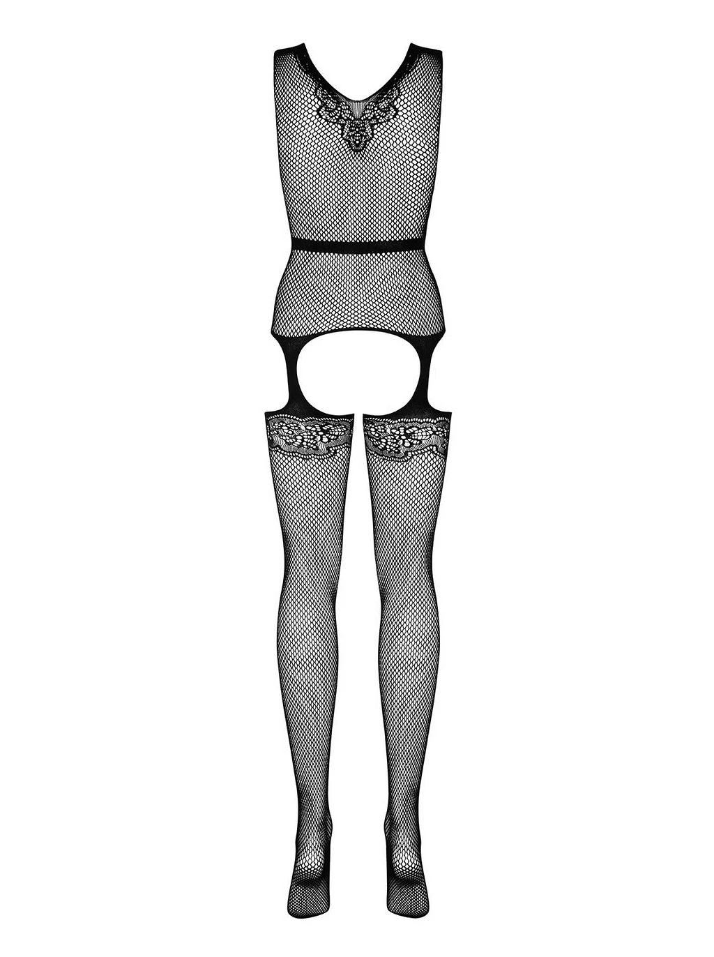 Bodystocking F217 - czarne z kokardką S/M/L — zdjęcie 6
