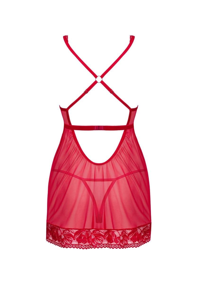 Babydoll i stringi Lacelove – czerwone, koronka, M/L — zdjęcie 8