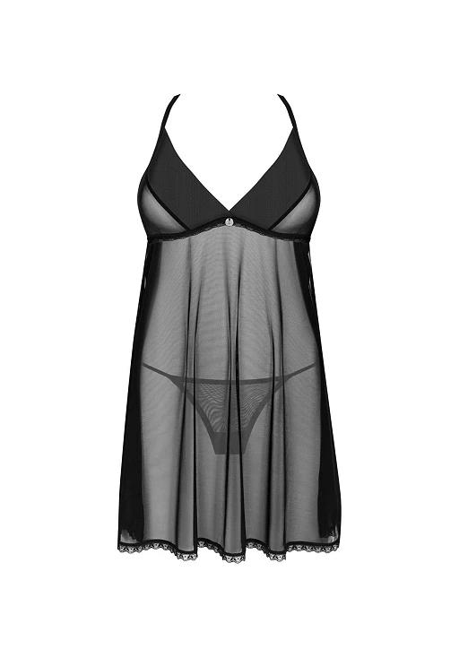 Babydoll i stringi Latinesa – czarne, regulowane ramiączka, M/L — zdjęcie 5