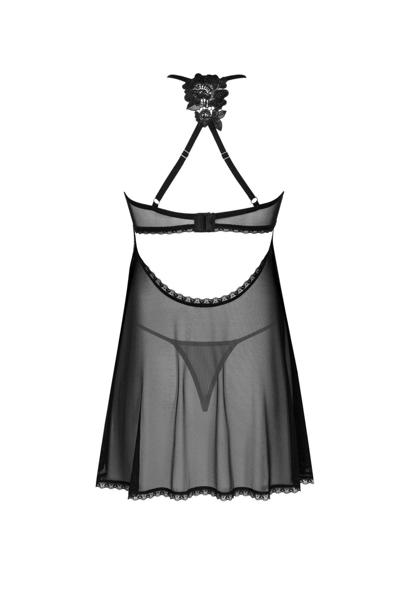 Babydoll i stringi Latinesa – czarne, regulowane ramiączka, M/L — zdjęcie 6