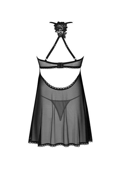 Babydoll i stringi Latinesa – czarne, regulowane ramiączka, M/L — zdjęcie 6