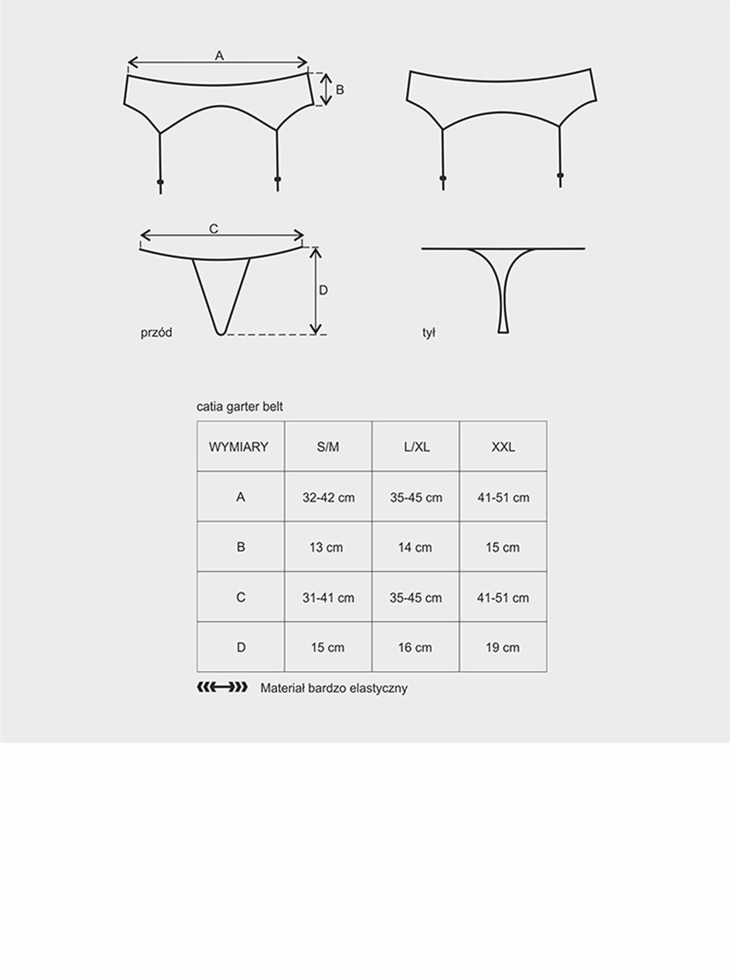 Pas do pończoch Catia ze stringami – koronka, L/XL — zdjęcie 5