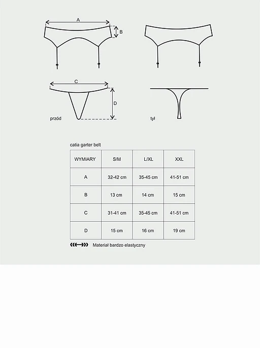 Pas do pończoch Catia ze stringami – koronka, L/XL — zdjęcie 5
