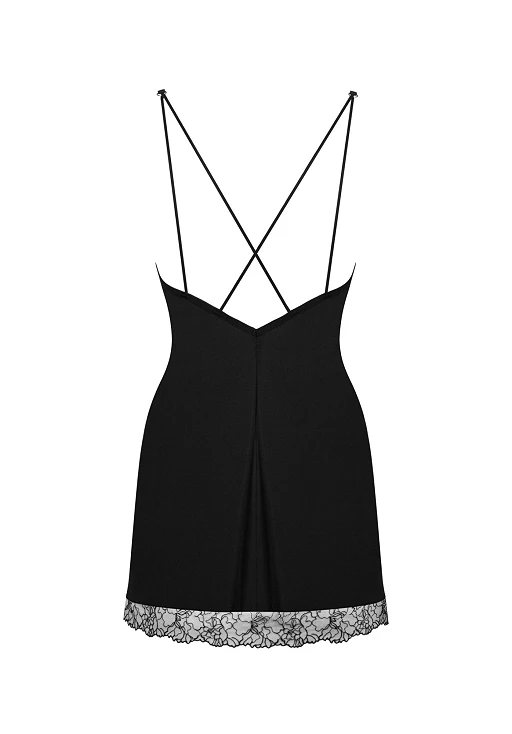 Koszulka i stringi – czarne, haftowany tiul, XL/2XL — zdjęcie 6