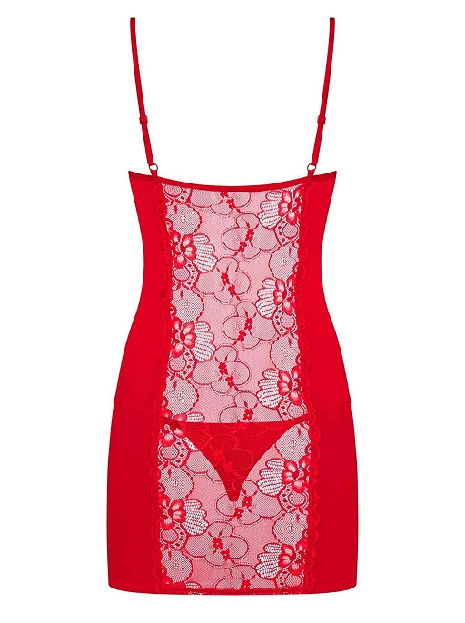 Koszulka i stringi Heartina – czerwone, koronka, L/XL — zdjęcie 6