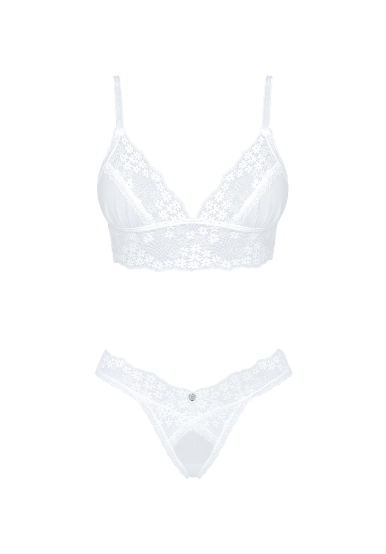 Komplet 2‑częściowy Heavenlly – biały, koronkowy, M/L — zdjęcie 5