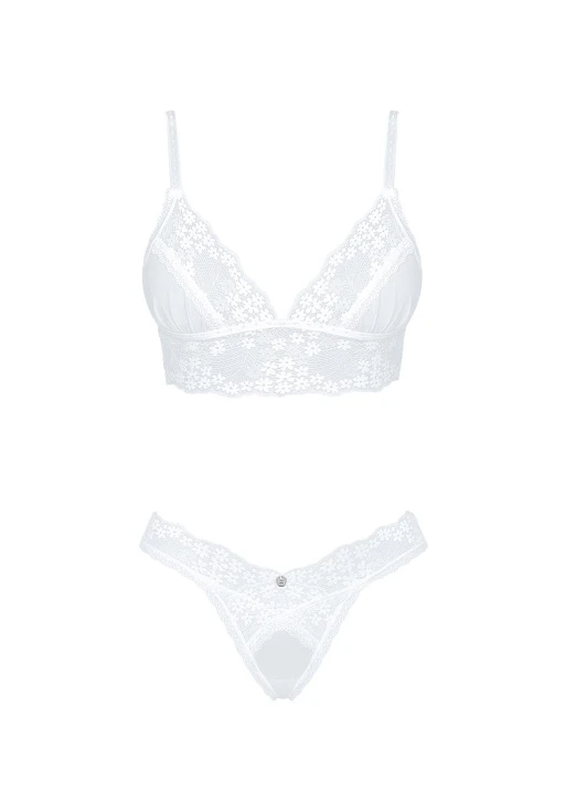 Komplet 2‑częściowy Heavenlly – biały, koronkowy, M/L — zdjęcie 5
