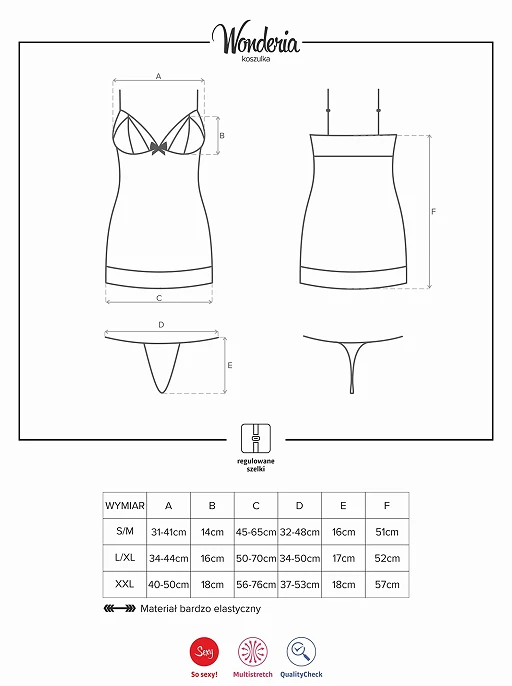 Koszulka i stringi Wonderia – czarne, siateczkowo‑koronkowe, L/XL — zdjęcie 7
