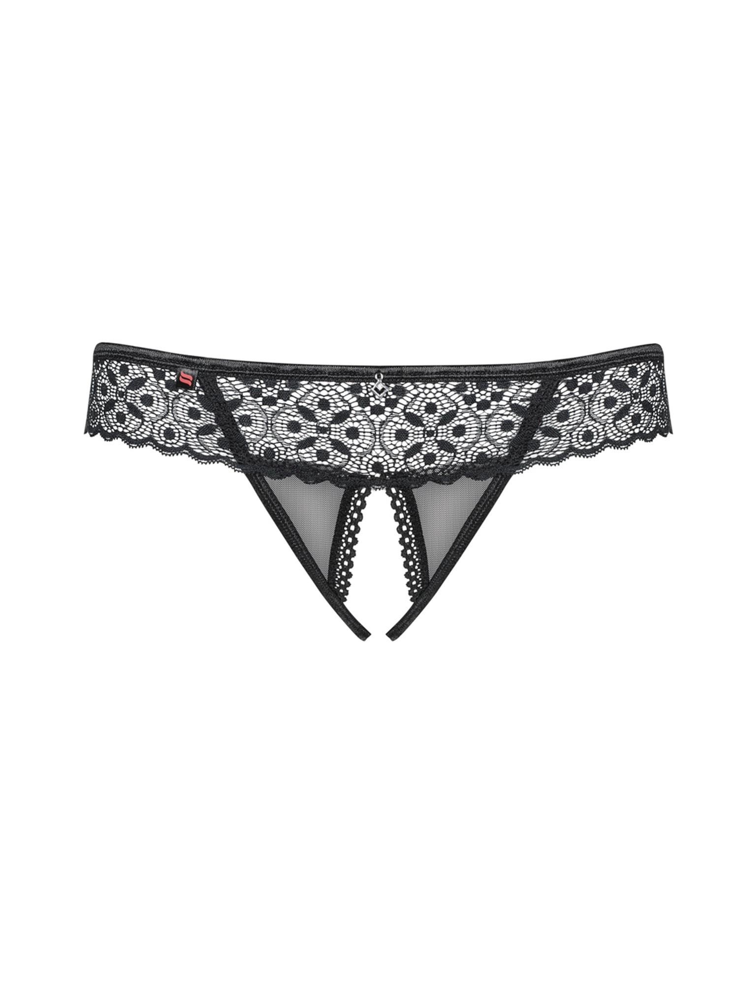 Stringi otwarte Shibu – czarne, koronka, L/XL — zdjęcie 5