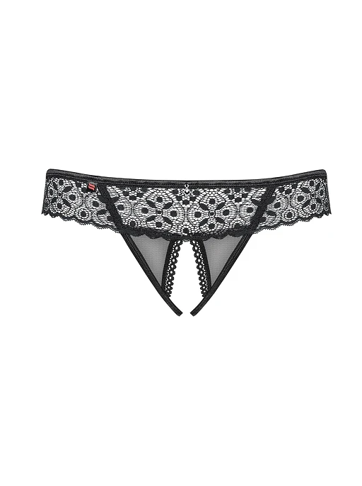 Stringi otwarte Shibu – czarne, koronka, L/XL — zdjęcie 5