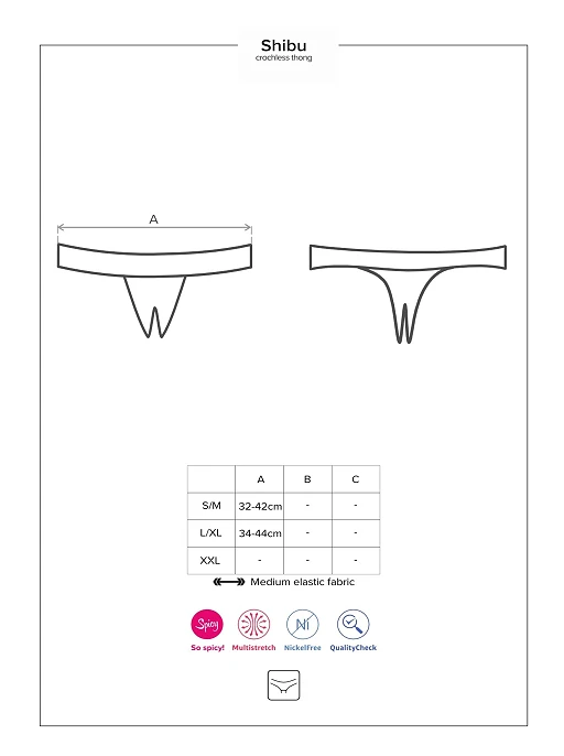 Stringi otwarte Shibu – czarne, koronka, L/XL — zdjęcie 6