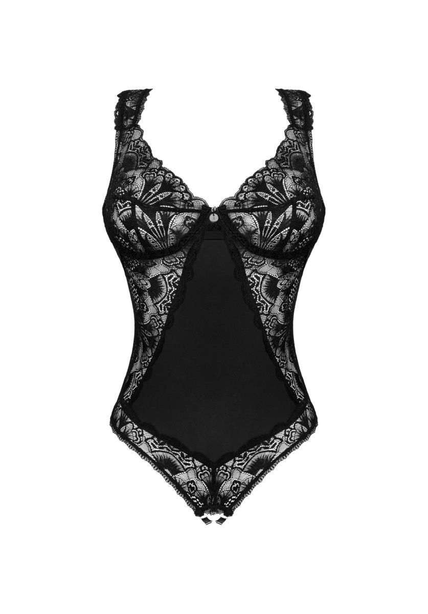Body – czarne, koronkowe, otwarty krok, XL/2XL — zdjęcie 4