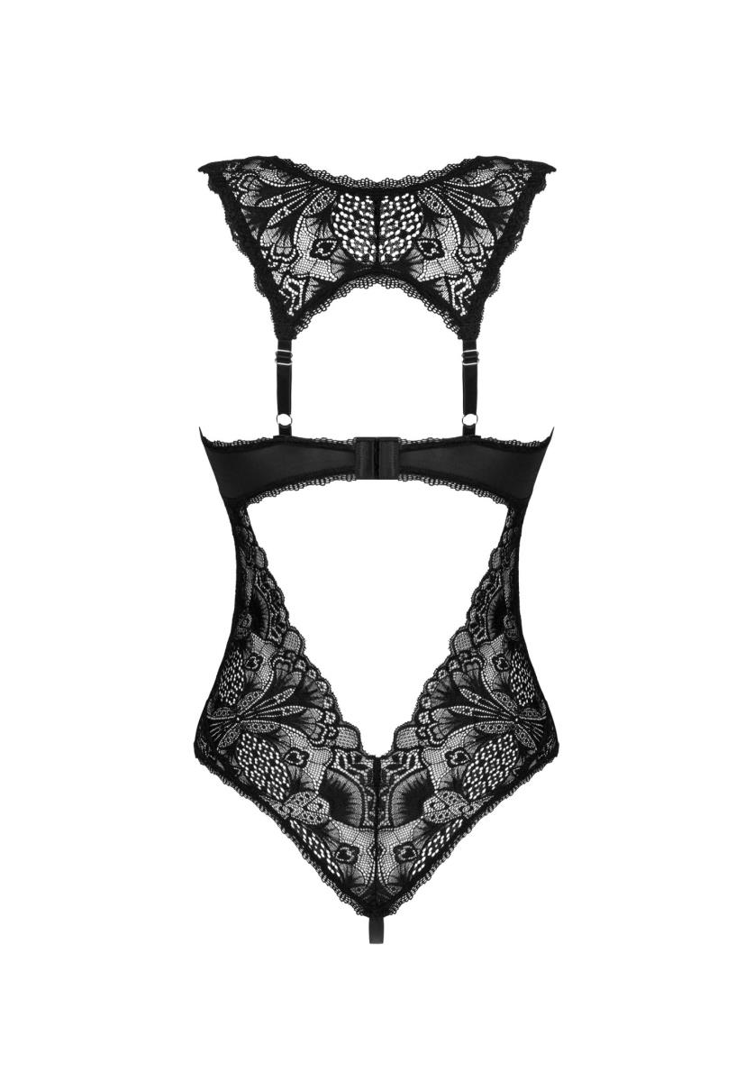 Body – czarne, koronkowe, otwarty krok, XL/2XL — zdjęcie 5