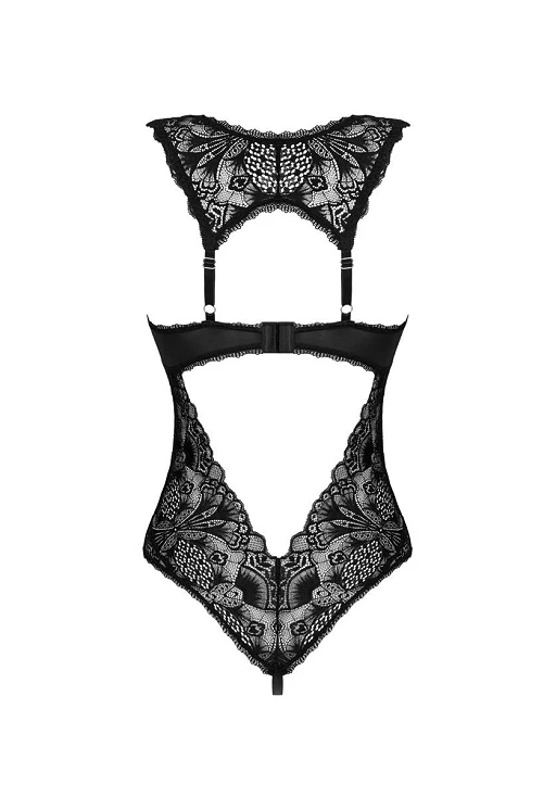 Body – czarne, koronkowe, otwarty krok, XL/2XL — zdjęcie 5