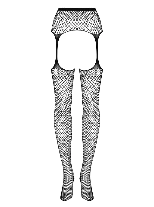 Pończochy z pasem – czarne, kabaretkowe, S/M/L — zdjęcie 5