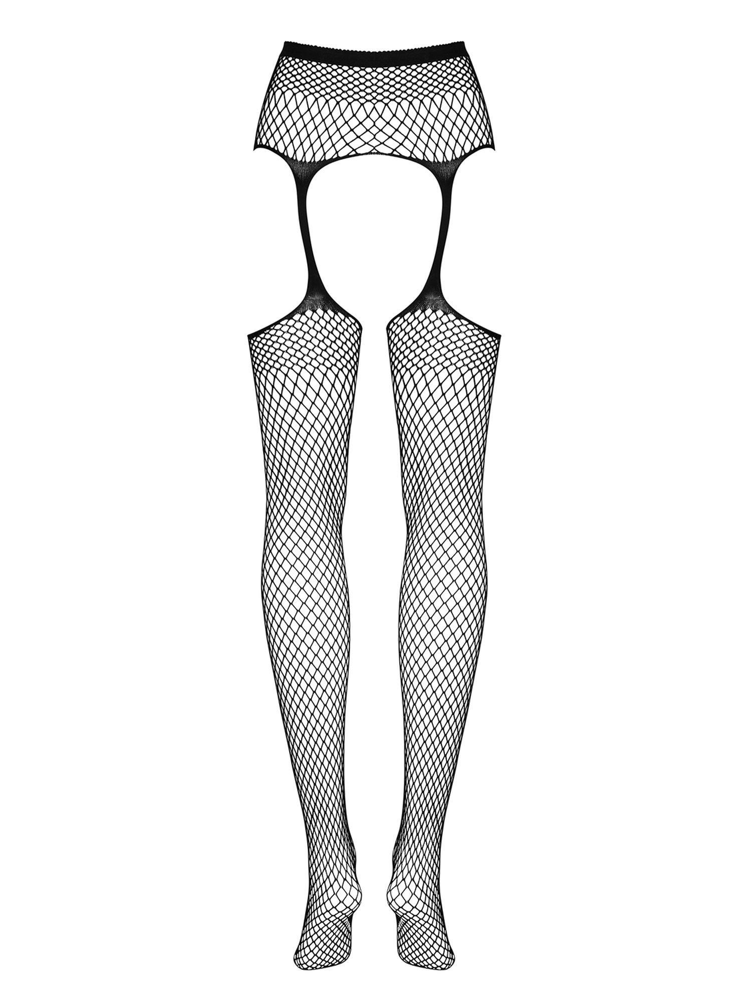 Pończochy z pasem – czarne, kabaretkowe, S/M/L — zdjęcie 6