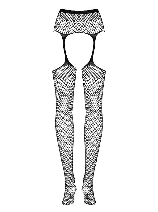 Pończochy z pasem – czarne, kabaretkowe, S/M/L — zdjęcie 6