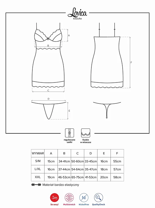 Koszulka i stringi Lovica – czerwone, koronka i połysk, L/XL — zdjęcie 7
