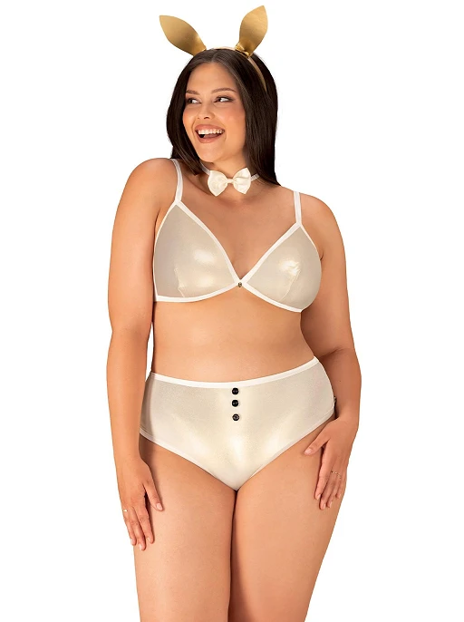 Kostium Neo Goldes – perłowy komplet z uszami, 2XL/3XL, 3XL