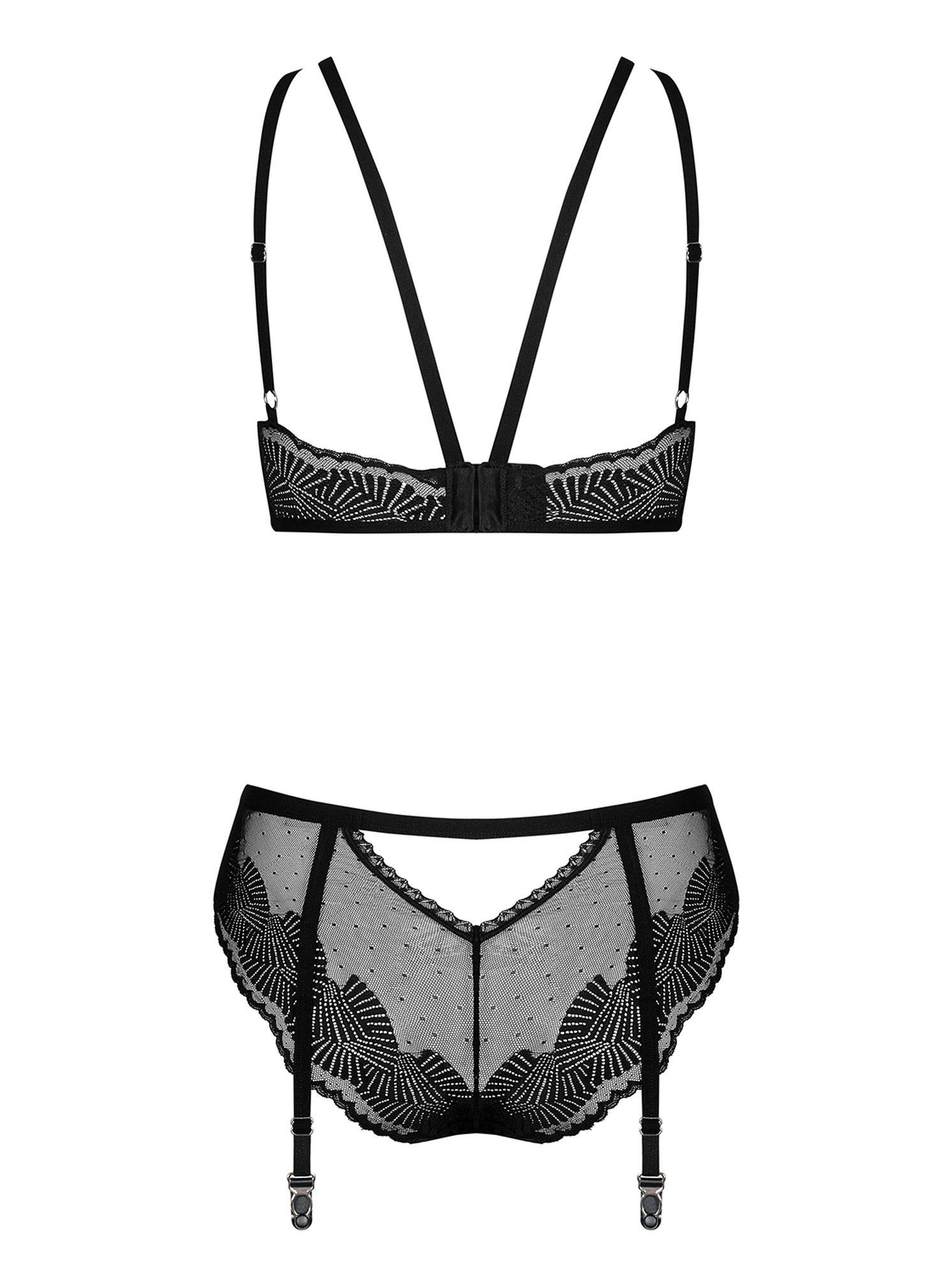 Komplet 2‑częściowy – czarny, siateczkowy, wycięcia, L/XL — zdjęcie 6