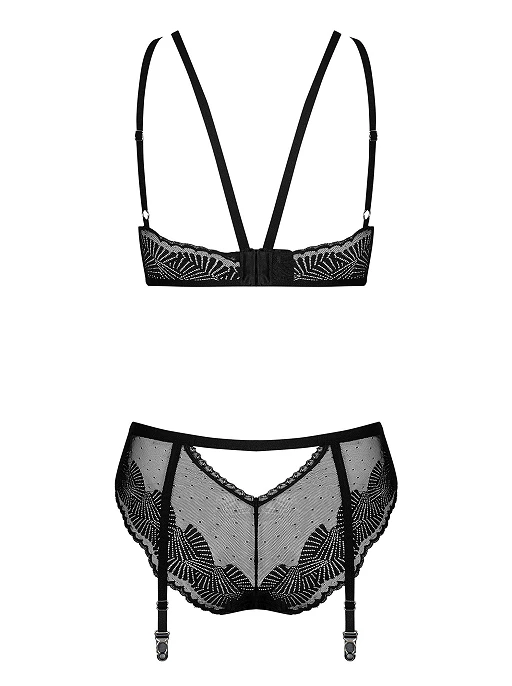 Komplet 2‑częściowy – czarny, siateczkowy, wycięcia, L/XL — zdjęcie 6
