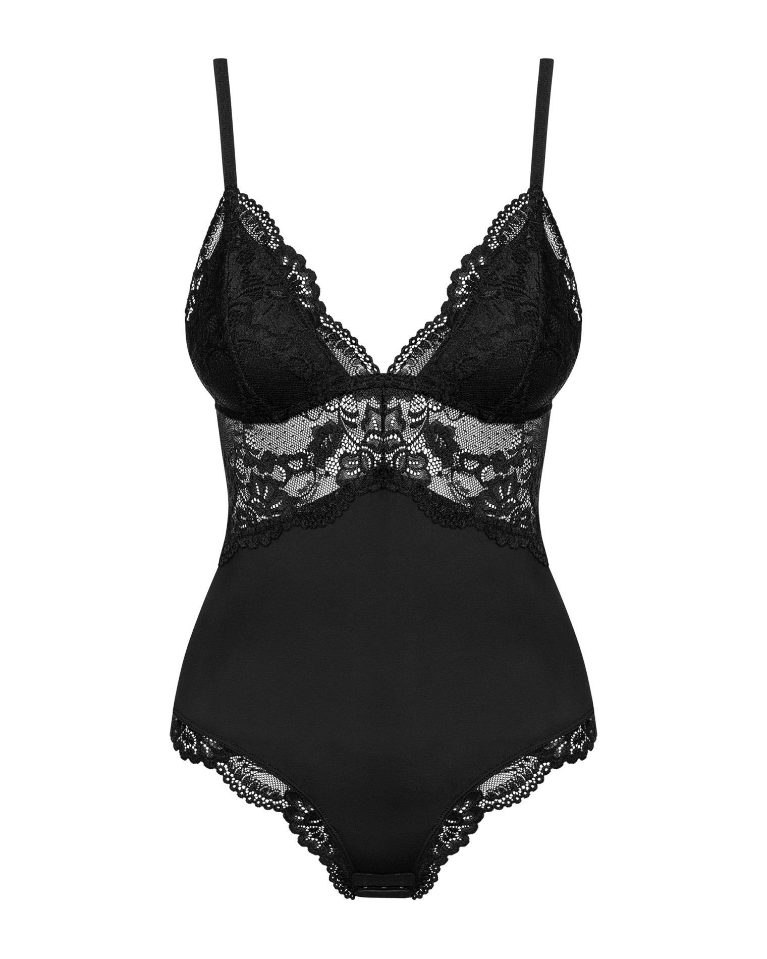 Body – czarne, koronkowe detale, lekko usztywniane miseczki, L/XL — zdjęcie 5