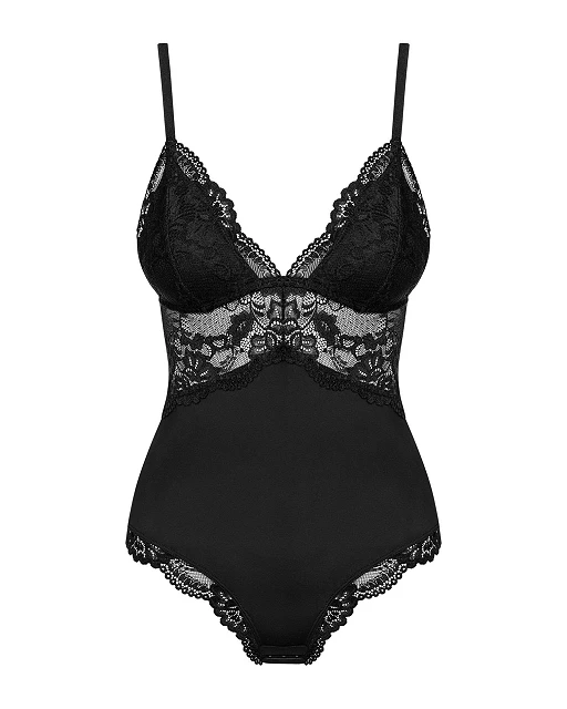 Body – czarne, koronkowe detale, lekko usztywniane miseczki, L/XL — zdjęcie 5