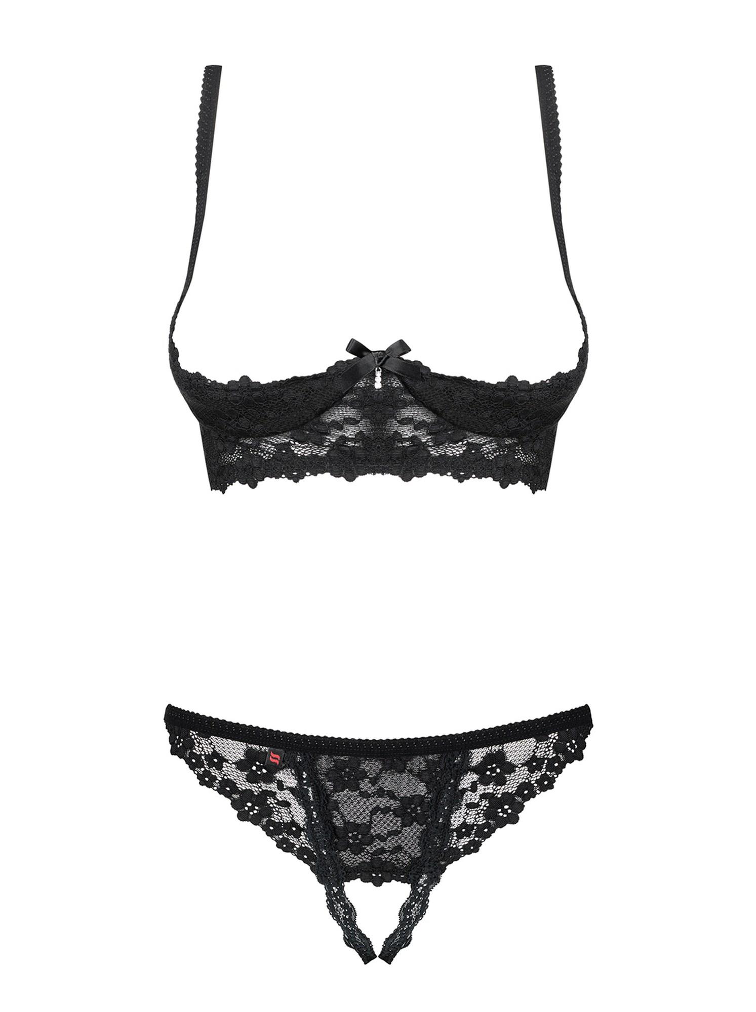 Komplet bielizny Letica – czarny, koronka, otwarty, L/XL — zdjęcie 5
