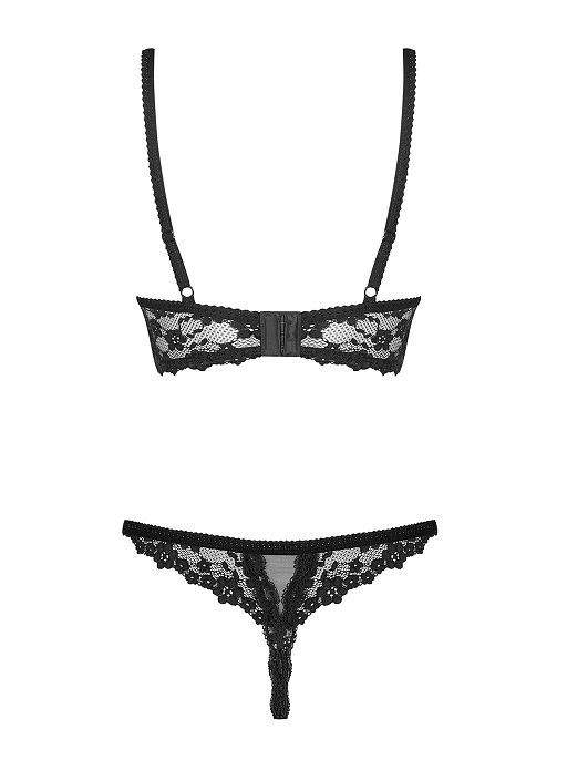 Komplet bielizny Letica – czarny, koronka, otwarty, L/XL — zdjęcie 6
